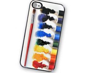 Oil Paint Set Hard iPhone Case, Fits iPhone 4 and iPhone 4S - Black Trim