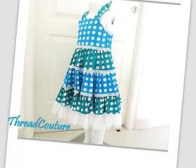 Girl's Dress Sewing Pattern, Tiered Polka Dot Dress (pdf pattern)