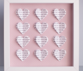 Personalised Text Hearts Box Frame - Ideal for Mothers Day, New Baby Girl, Christening or Birthday