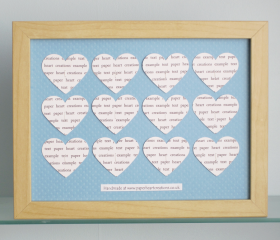 Personalised Text Hearts Box Frame - Perfect for New Baby, Christenings, Birthday, Anniversaries, Special Occassions