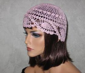 Handmade Crocheted Pineapple Lace Skullie -Pink