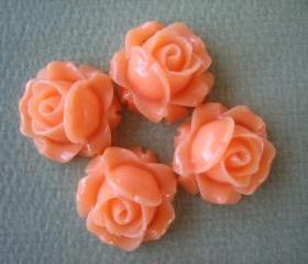 4PCS - Cabbage Rose Flower Cabochons - 15mm - Resin - Lilac - Findings by ZARDENIA 