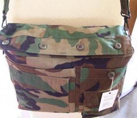 Recycled Army Shirt Daddy Diaper Bag- Woodland