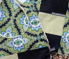 Baby bib and burp set - (navy, green, jasmine paisley)