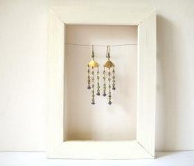 Clear and blue Czech glass cascade chandelier earrings - Summer Rain