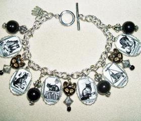 CAT TAROT CARDS Altered Art Charm Bracelet