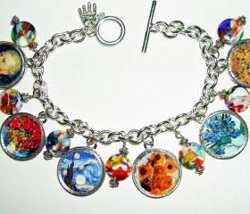 Charm Bracelet VAN GOGH Artist Tribute Altered Art