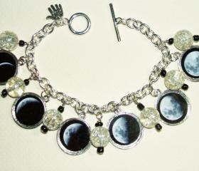MOON PHASES Charm Bracelet Celestial Lunar Altered ART