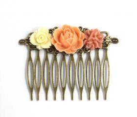 Flower Hair Comb Coral Delights