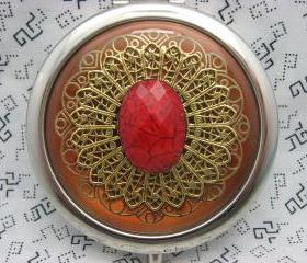 Bridesmaid Maid of Honor Gift Chocolate Cherry Compact Mirror