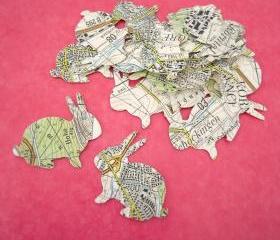 20 map bunny label seal stickers ready to use map atlas papers embllishment