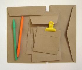 SAMPLE PACK of 20 kraft flat envelopes in 4 different sizes from A5 to card size great for letter mail postcard photo invitation gif