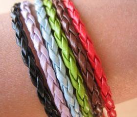 6PCS - Braided Imitation Leather Bracelet Cords - Mixed Colors - 20cm