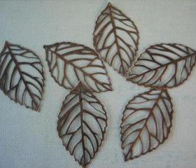 10PCS - Antique Bronze Filigree Leaf Charms - 54x31mm - Nickel Free - Findings by ZARDENIA