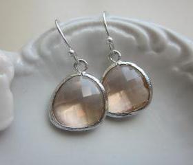 Peach Champagne Earrings Light Pink Silver Plated Sterling Silver Earwires - Bridesmaid Earrings - Wedding Earrings - Bridal Earrings