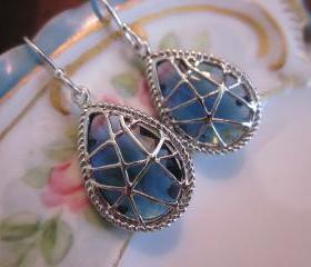 Sapphire Earrings Dark Blue - Sterling Silver Earwires - Bridesmaid Earrings - Bridal Earrings - Wedding Earrings