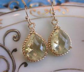 Citrine Earrings Yellow Gold Earrings Bridesmaid Earrings Wedding Earrings Bridal Earrings