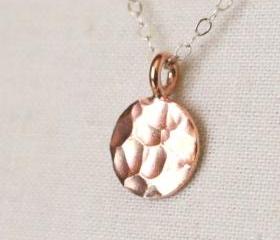 Bali Rose Gold Vermeil Hammered Disc Necklace