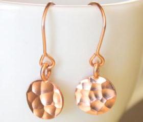 Hammered Rose Gold Disc Earrings