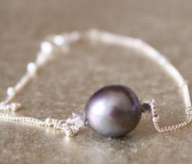 Black Freshwater Pearl Sterling Silver Bracelet