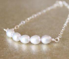 Light Gray Freshwater Pearl Sterling Silver Chain Bracelet