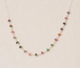 RAINBOW--Faceted Tourmaline Sterling Silver Necklace