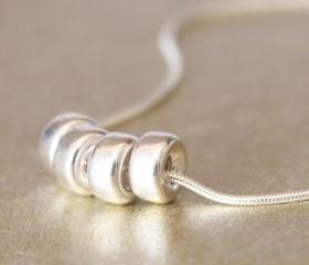 SALE-POLISHED RINGS--Smooth Sterling Silver Rings and Rope Chain Necklace