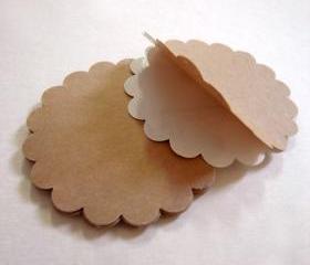 15 large circle scallop kraft label tag sticker diameter 3 inch scrapbooking or packing
