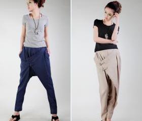 Oblique buckle harem pants