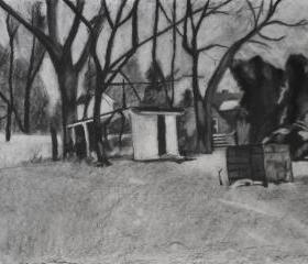 Snow Drawing Black and White Print - Variant Angle