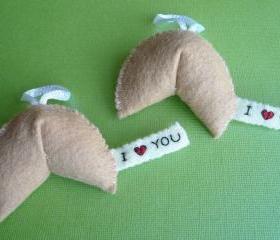 Handmade Ornaments - I love you Fortune Cookie (x2)