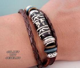 Wild life leather woven bracelet