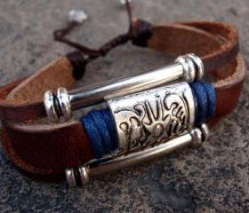 Leather zen unisex bracelet