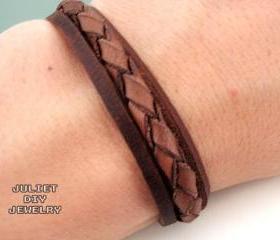 Simple leather woven zen unisex bracelet