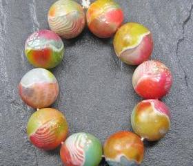 Set of 10 Handmade Polymer Clay Round Beads Pink Blue Green Orange Yellow White