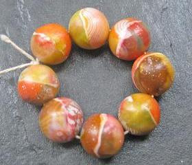 Listing ToolsEdit Renew PromoteCopy Deactivate Delete Stats Set of 8 Handmade Clay Round Beads Orange Yellow Olive Chestnut Faux Glass Gemstone