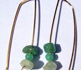 Jade Modern Style Earrings 14 k Gold-filled - 2 inches long