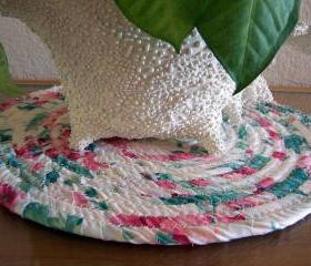 Hot Pad, Trivet, Plant, Candle Mat Coiled in - 12 inches Green, Animal print, brown, Blue