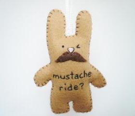 Mustache Bunny Plush - handmade ornament