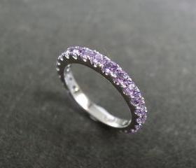 Amethyst Wedding Ring in 14K White Gold