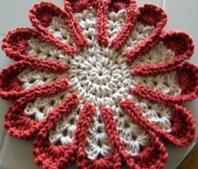 Chrysanthemum Dishcloth or Hotpad - Terricotta