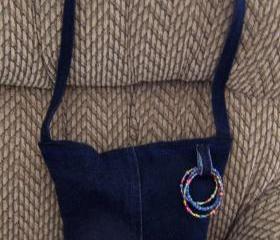Blue Recycled Jean Purse with Beaded Details