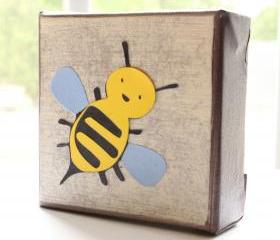 Bee- Cute Art Block- 4x4 inches