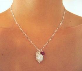 Sterling Silver Lotus, Pearl, and Agate Charm Necklace