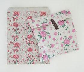 XL size 26 cmX20cm Set 30 vintage style flower 2 colors recycle paper bags gift bags gift wrap
