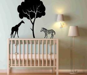 Zebra and Giraffe Decal for Baby Nursery