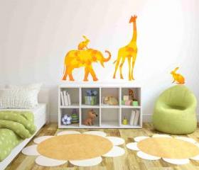 Elephant Giraffe Rabbits Set Fabric Wall Decals