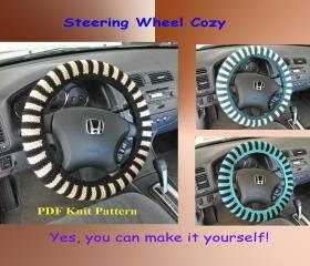Knit Pattern - Steering Wheel Cozy/Cover (3VC2012)