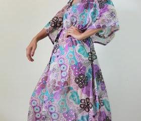 Maxi Dress Kaftan Long Boho Gown with lovely flower print : Bohemian Kaftan Collection
