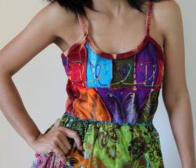Patchwork Maxi dress Spaghetti Strap Boho Summer Dress Patchwork Flower Girl Collection II